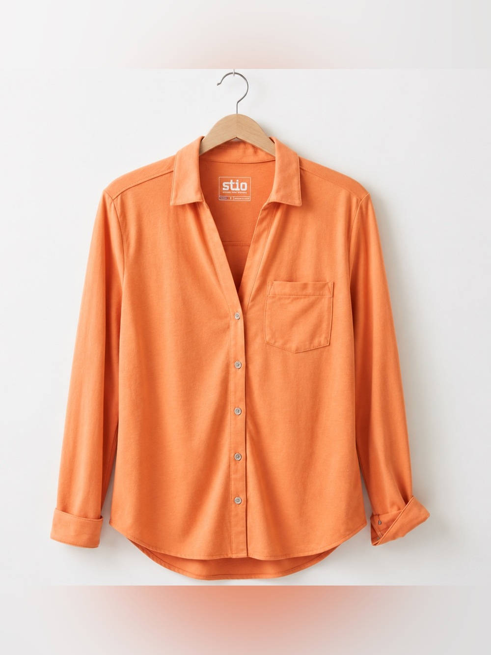 Stio Women’s Peach Button Front Shirt Blouse Size S Soft Stretch Outdoor Casual
